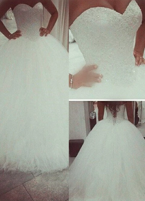 Tulle Wedding Dress Ball-gown/princess Strapless Court Train With Beaded