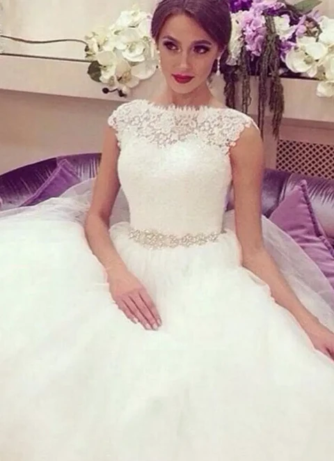 Tulle Wedding Dress A-line/princess Square Court Train With Lace