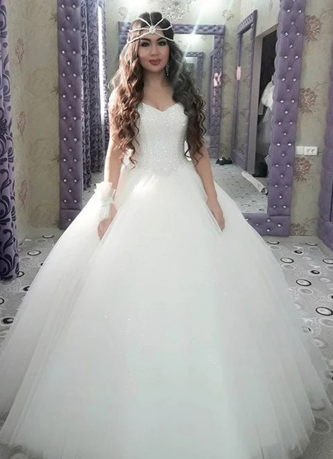 Tulle Wedding Dress Ball-gown/princess Strapless Court Train With Beaded