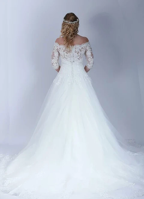 Tulle Wedding Dress Ball-gown/princess Off-the-shoulder Sweep Train With Lace