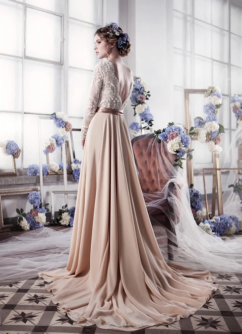 Chiffon Wedding Dress A-line V-neck Court Train With Sashes