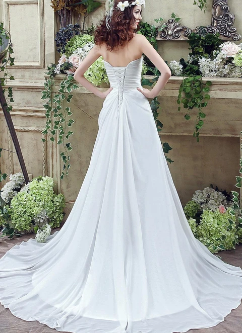 Chiffon Wedding Dress Ball-gown/princess Straight Court Train With Beaded