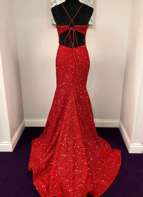 Trumpet/mermaid Halter Sleeveless Sweep Train Velvet Sequins Dresses