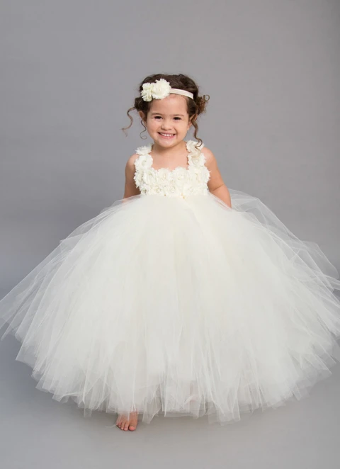 Ball-gown/princess Floor-length Square Sleevesless Flower Girl Dresses With Appliqued