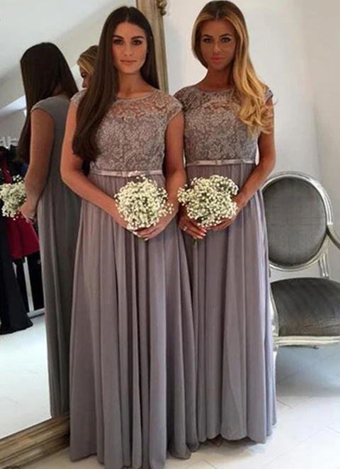 Chiffon Bridesmaid Dresses A-line Scoop Floor-length With Appliqued