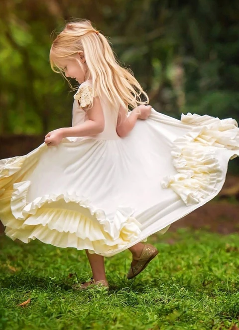 A Line Floor-length Scoop Sleevesless Chiffon Flower Girl Dresses With Appliqued