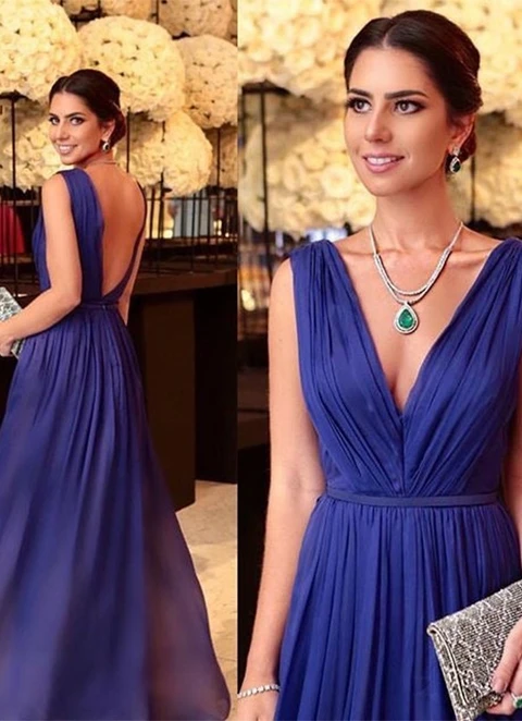 A-line Chiffon V-neck Sleeveless Floor-length Mother Of The Bride Dresses With Pleated