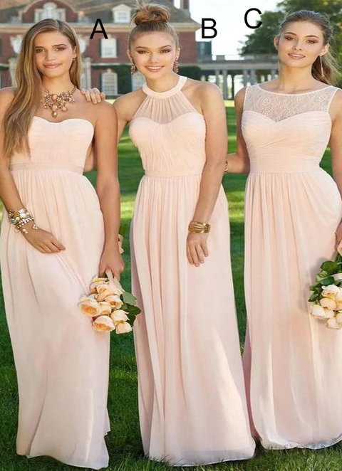 A-line Sleeveless Sweetheart Floor-length Chiffon Bridesmaid Dresses