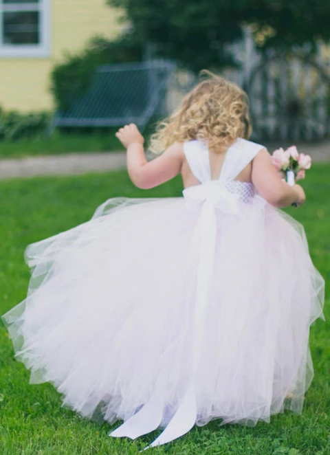 Ball-gown/princess Floor-length Square Sleevesless Tulle Flower Girl Dresses With Appliqued