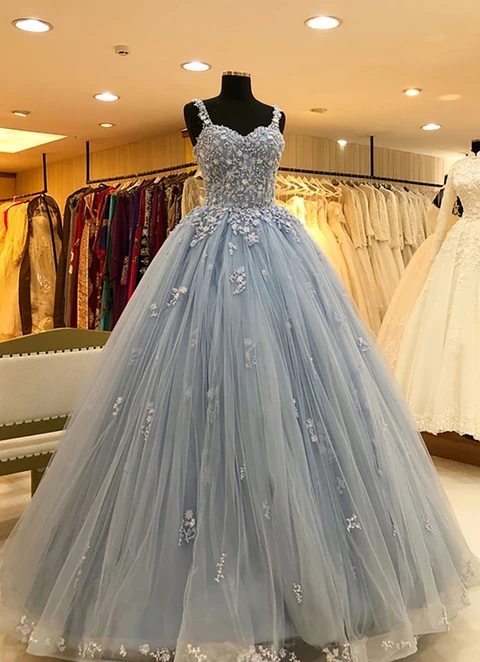 Ball Gown Sweetheart Long/floor-length Tulle Dresses With Lace