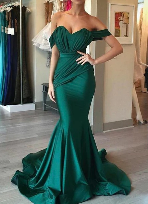 Trumpet/mermaid Off-the-shoulder Sleeveless Court Train Jersey Dresses With Pleated