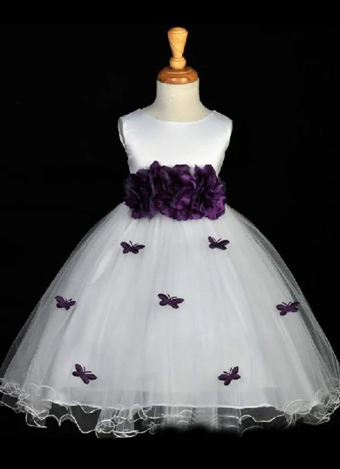 Ball-gown/princess Scoop Hand-made Flower Sleeveless Long Organza Flower Girl Dresses