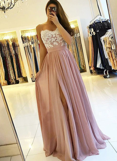 A-line/princess Sweetheart Sleeveless Long/floor-length Chiffon Dresses With Appliqued