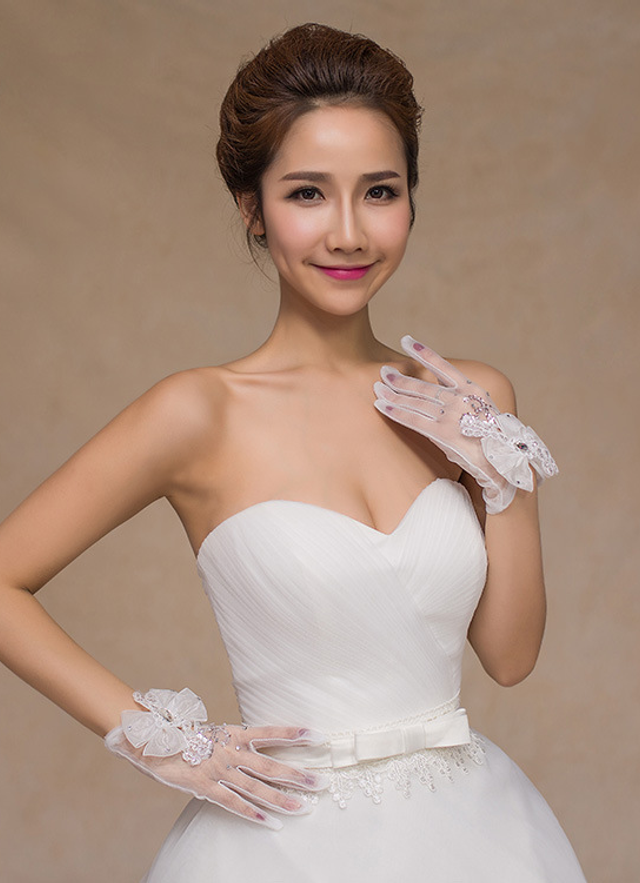 Lace Gloves Short Five Finger Bridal Gloves