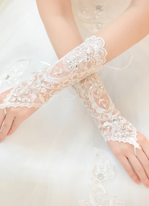 Lace Long Fingerless Wedding Gloves